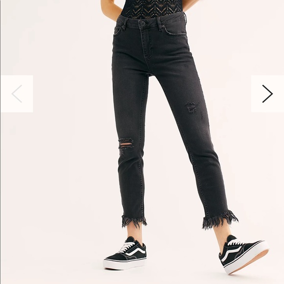 Free People Denim - Free People Great Heights Frayed Skinny Jeans 28 Black